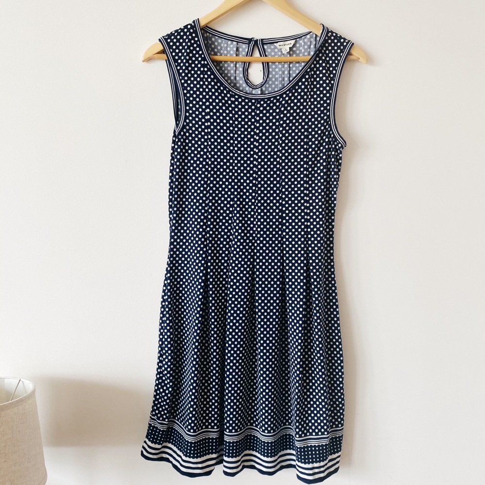 NWOT Max Studio Polka Dot Fit and Flare Dress L